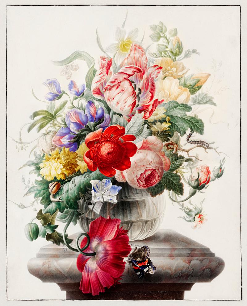 Flowers in a glass vase by Herman Henstenburgh (c. 1700). Original from The Rijksmuseum. Digitally enhanced by rawpixel. Flowers in a glass vase by Herman Henstenburgh (c. 1700). Original from The Rijksmuseum. Digitally enhanced by rawpixel.