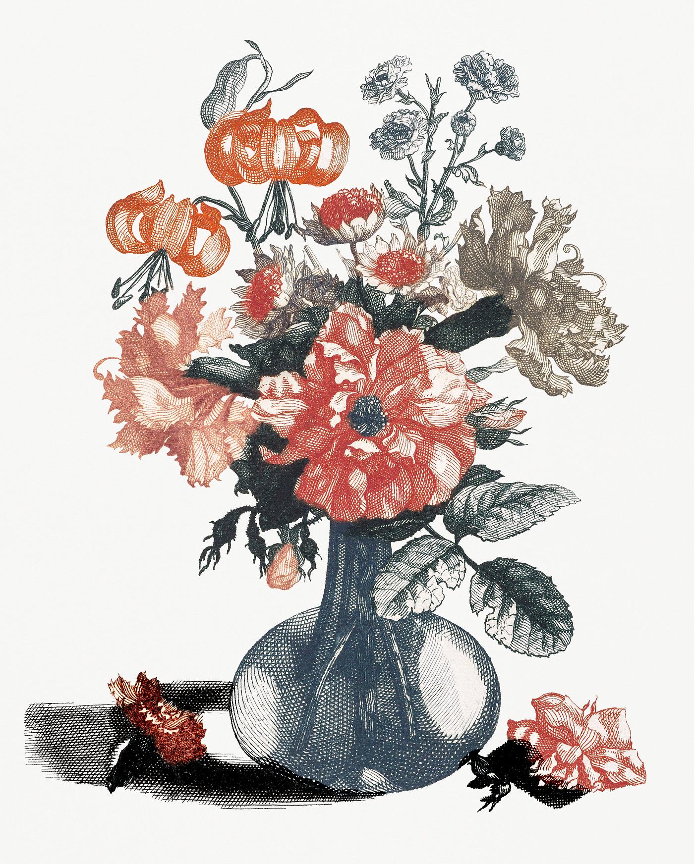 Flowers in a vase (1688-1698) by Johan Teyler (1648-1709). Original from Rijks Museum. Digitally enhanced by rawpixel. Flowers in a vase (1688-1698) by Johan Teyler (1648-1709). Original from Rijks Museum. Digitally enhanced by rawpixel.