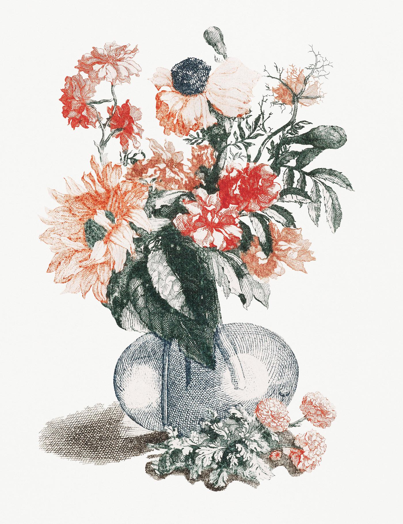 Flowers in a vase (1688-1698) by Johan Teyler (1648-1709). Original from Rijks Museum. Digitally enhanced by rawpixel. Flowers in a vase (1688-1698) by Johan Teyler (1648-1709). Original from Rijks Museum. Digitally enhanced by rawpixel.