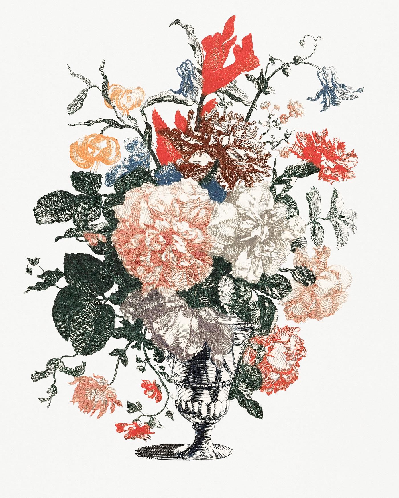 Flowers in a glass vase (1688-1698) by Johan Teyler (1648-1709). Original from Rijks Museum. Digitally enhanced by rawpixel. Flowers in a glass vase (1688-1698) by Johan Teyler (1648-1709). Original from Rijks Museum. Digitally enhanced by rawpixel.