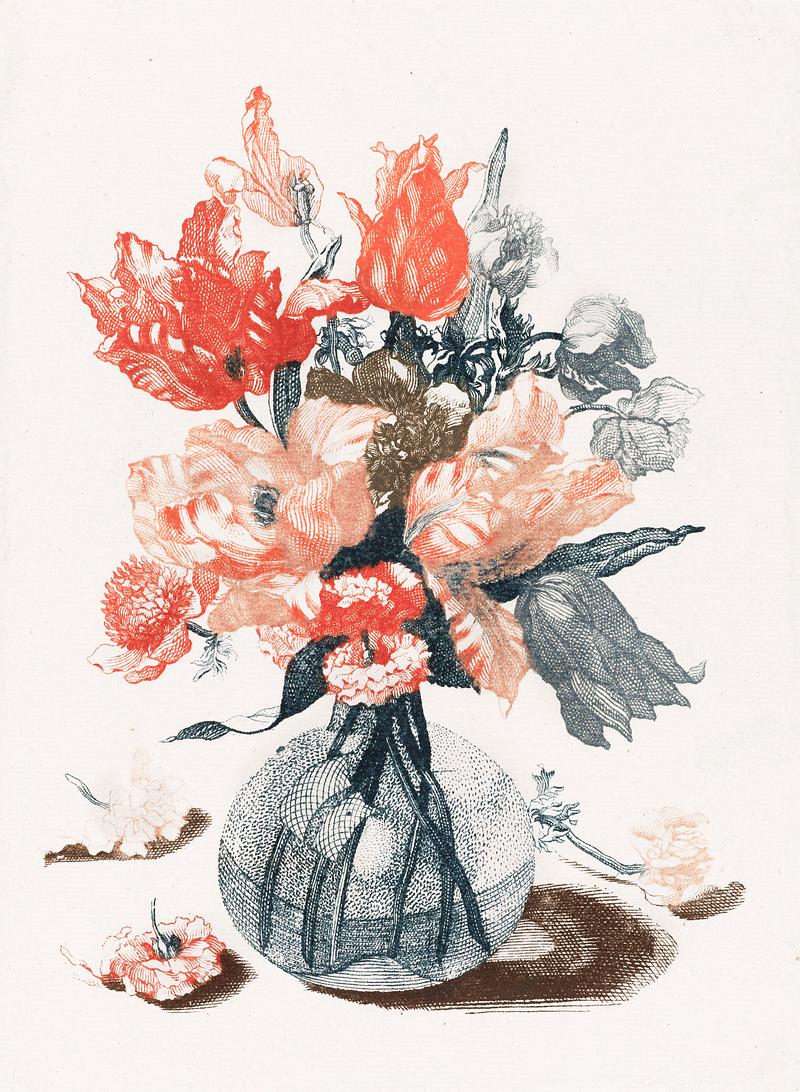 Flower vase Flowers in a vase (1688-1698) by Johan Teyler (1648-1709). Original from The Rijksmuseum. Digitally enhanced by rawpixel.