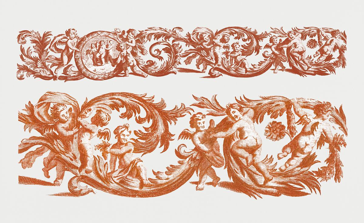 Leaf ornament with Putti by Johan Teyler… | Royalty free stock psd mockup | High Resolution design Leaf ornament with Putti by Johan Teyler (1648-1709). Original from Rijks Museum. Digitally enhanced by rawpixel.