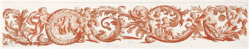 Leaf ornament with Putti by Johan Teyler (1648-1709). Original from The Rijksmuseum. Digitally enhanced by rawpixel.