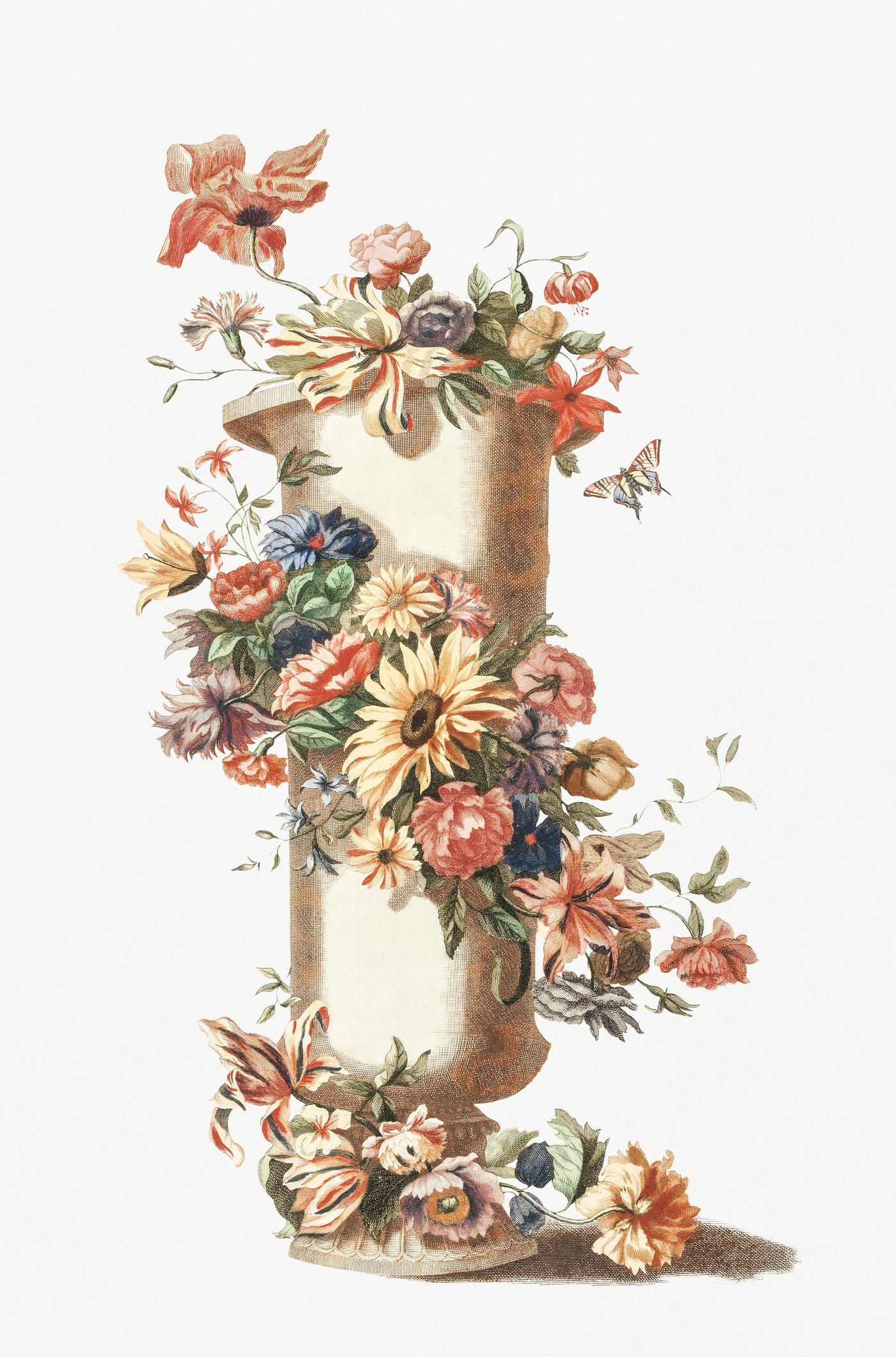 Vase with a floral garland by Johan Teyler (1648-1709). Original from Rijks Museum. Digitally enhanced by rawpixel. Vase with a floral garland by Johan Teyler (1648-1709). Original from Rijks Museum. Digitally enhanced by rawpixel.