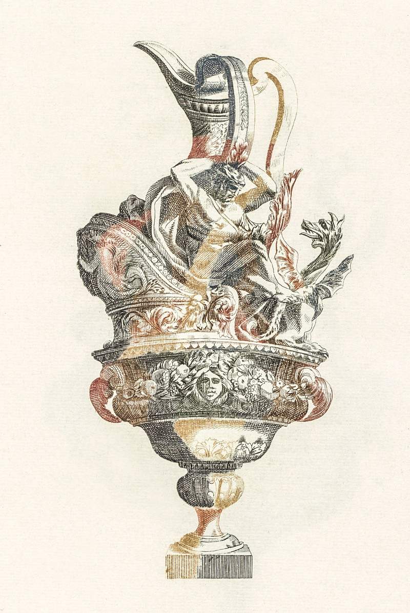 Jug with a man and a lion by Johan Teyler (1648-1709). Original from The Rijksmuseum. Digitally enhanced by rawpixel.