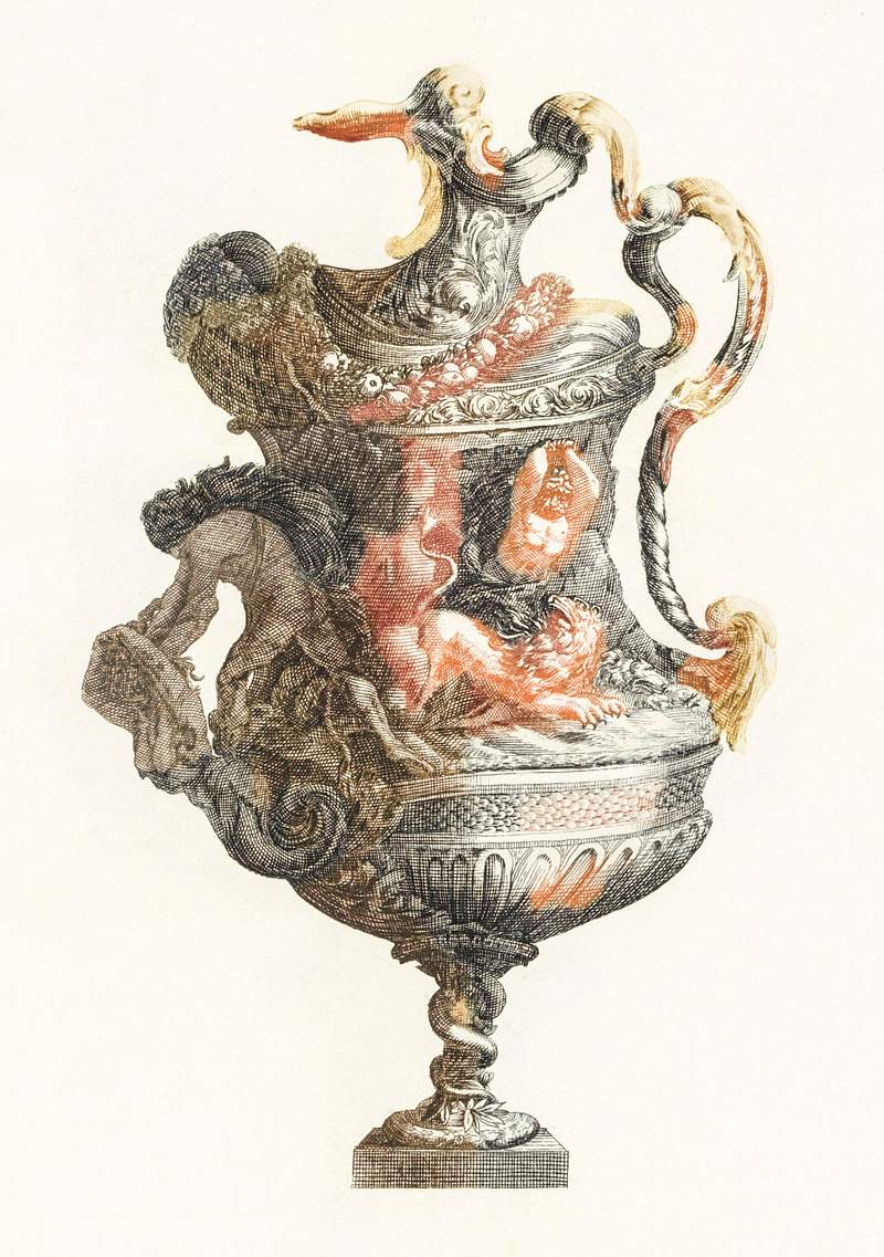 Hercules and griffin jug by Johan Teyler (1648-1709). Original from The Rijksmuseum. Digitally enhanced by rawpixel.