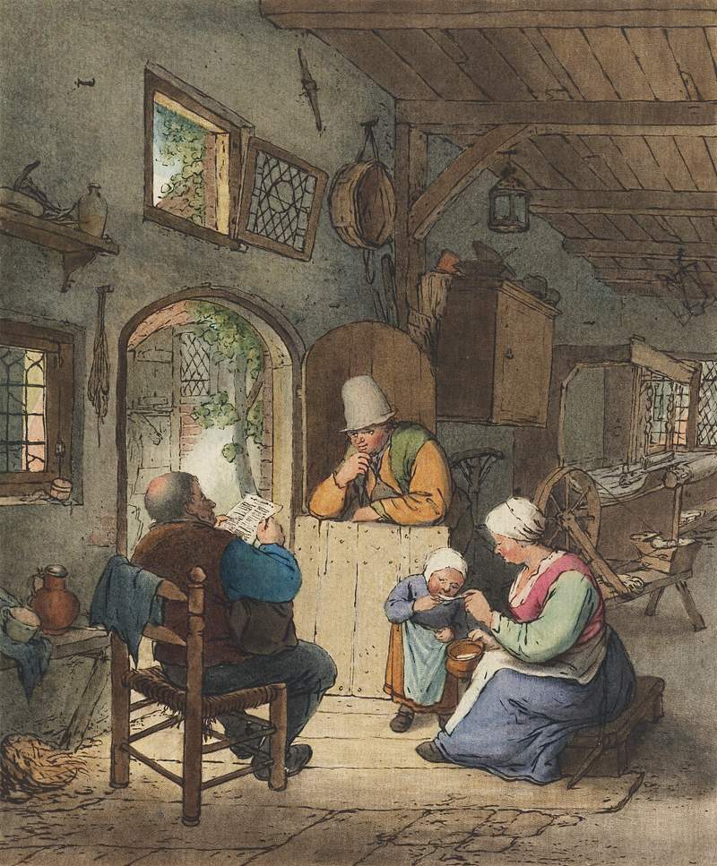 Krantlezer in interieur (1766) by Cornelis Ploos van Amstel. Original from The Rijksmuseum. Digitally enhanced by rawpixel.