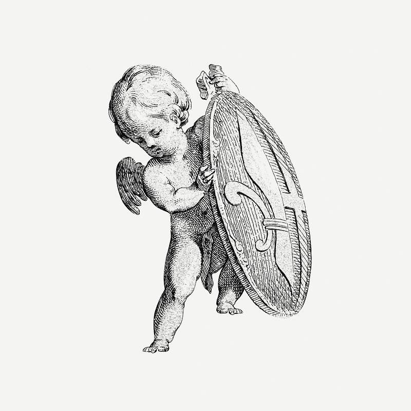 Cupid from Prentwerk (1765) by Cornelis Ploos van Amstel. Original from The Rijksmuseum. Digitally enhanced by rawpixel.