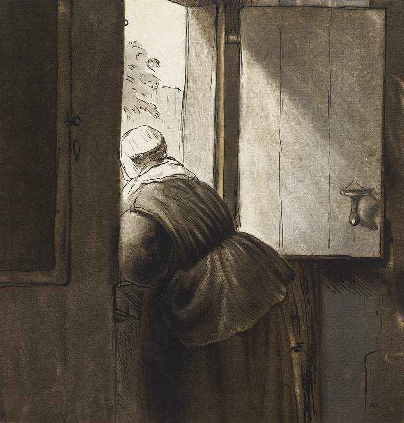 Woman leaning over an open window (ca. 1795–1828) by Cornelis Ploos van Amstel. Original from The Rijksmuseum.…