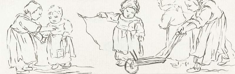 Vijf kinderen met een kruiwagen (ca. 1736–1798) by Cornelis Ploos van Amstel. Original from The Rijksmuseum. Digitally…