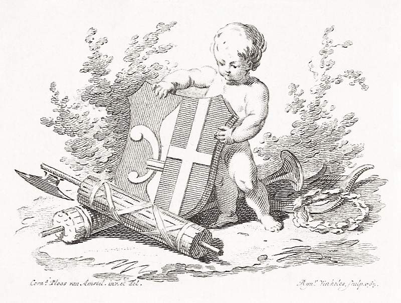 Putto met een schild met het wapen van Witsen (1765) by Cornelis Ploos van Amstel. Original from The Rijksmuseum. Digitally…