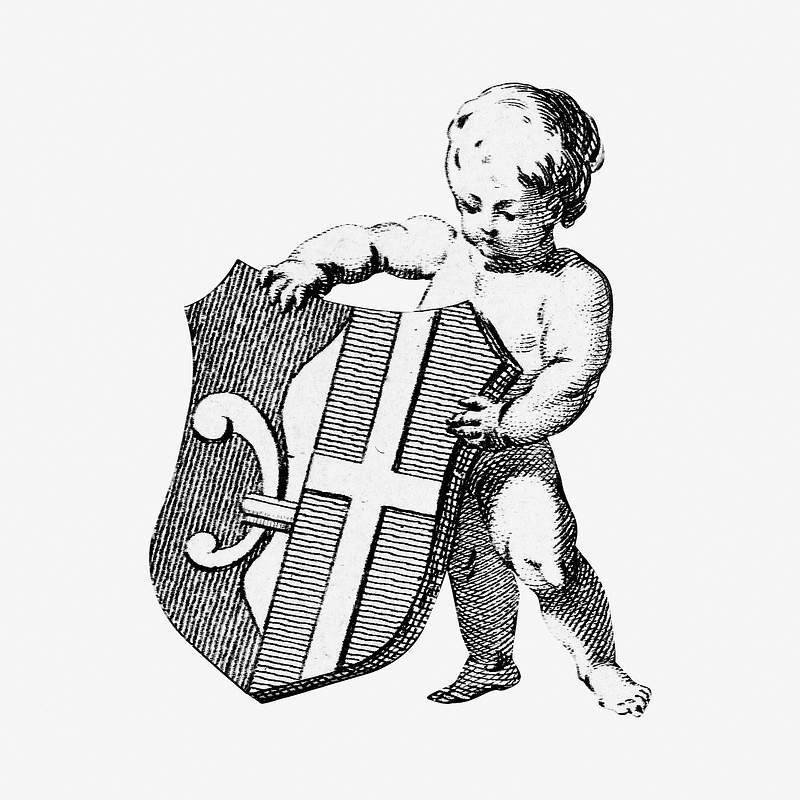 Cherub from Putto met een schild met het wapen van Witsen (1765) by Cornelis Ploos van Amstel. Original from The Rijksmuseum.…