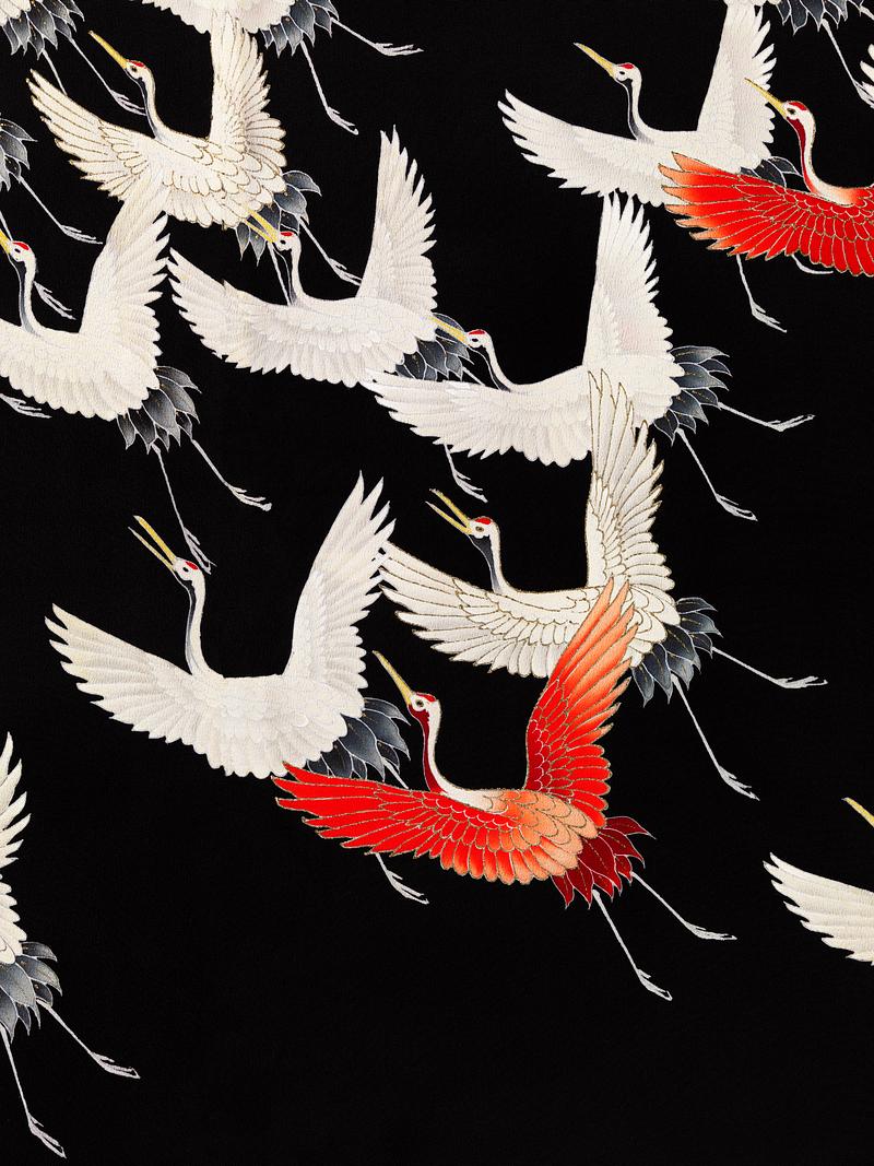 Flock of cranes print Furisode with a Myriad of Flying Cranes (1910–1920) by anonymous. Original from The Rijksmuseum. Digitally enhanced by…