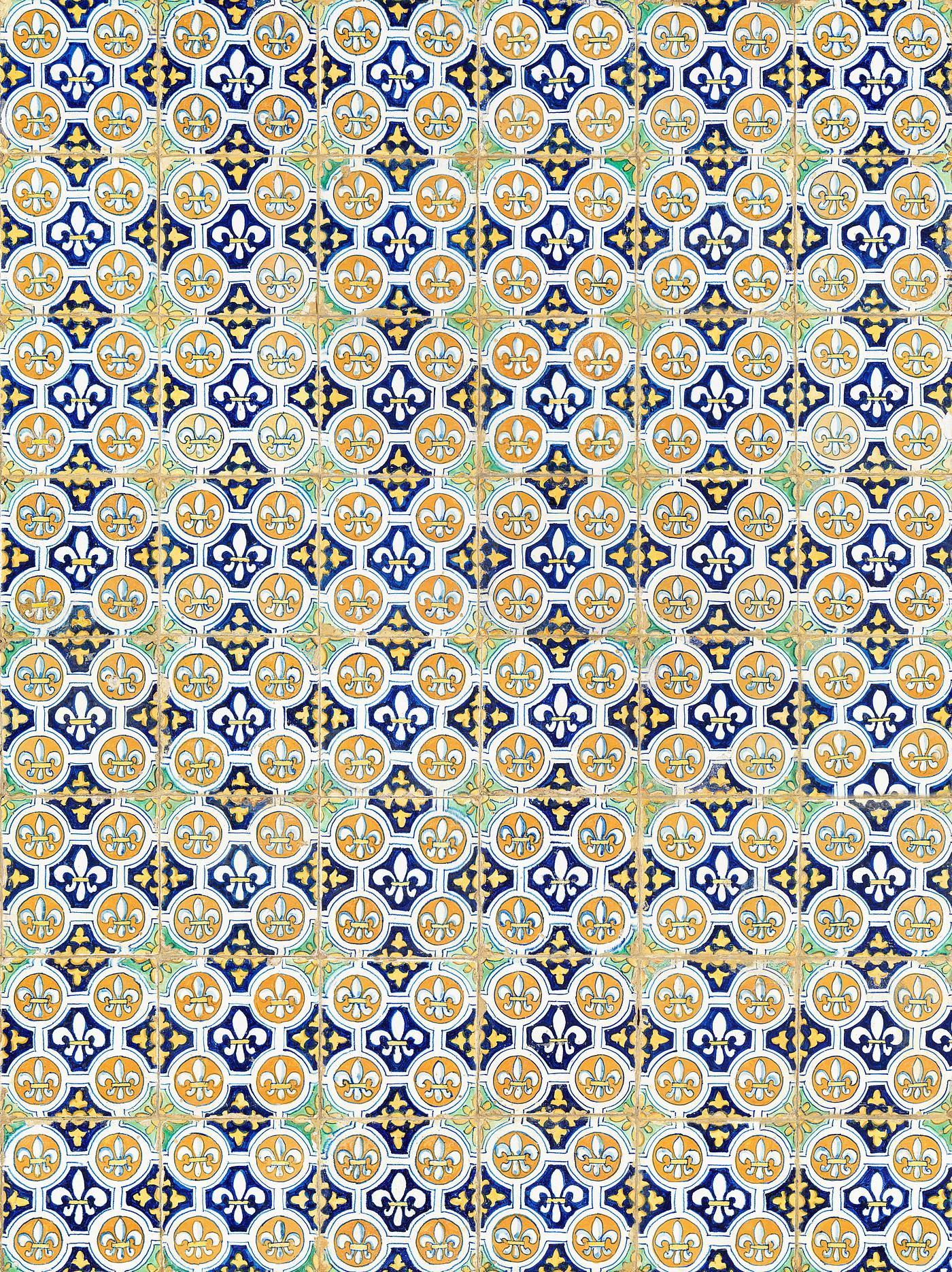 French lilies tile pattern Field of forty-eight tiles with French lilies (1560–1600) by anonymous. Original from The Rijksmuseum. Digitally...