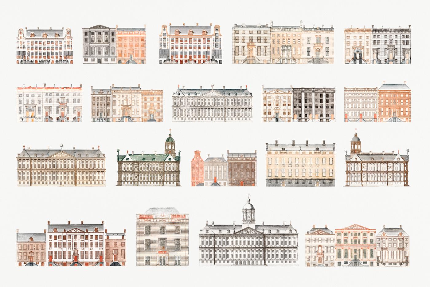 Set of canal houses in Amsterdam by Johan Teyler (1648-1709). Original from Rijks Museum. Digitally enhanced by rawpixel. Set of canal houses in Amsterdam by Johan Teyler (1648-1709). Original from Rijks Museum. Digitally enhanced by rawpixel.