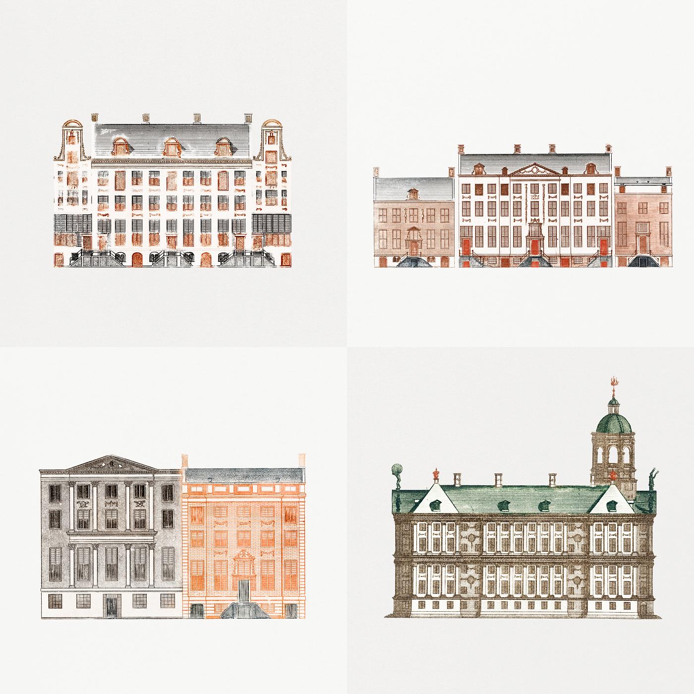 Set of canal houses in Amsterdam by Johan Teyler (1648-1709). Original from Rijks Museum. Digitally enhanced by rawpixel. Set of canal houses in Amsterdam by Johan Teyler (1648-1709). Original from Rijks Museum. Digitally enhanced by rawpixel.