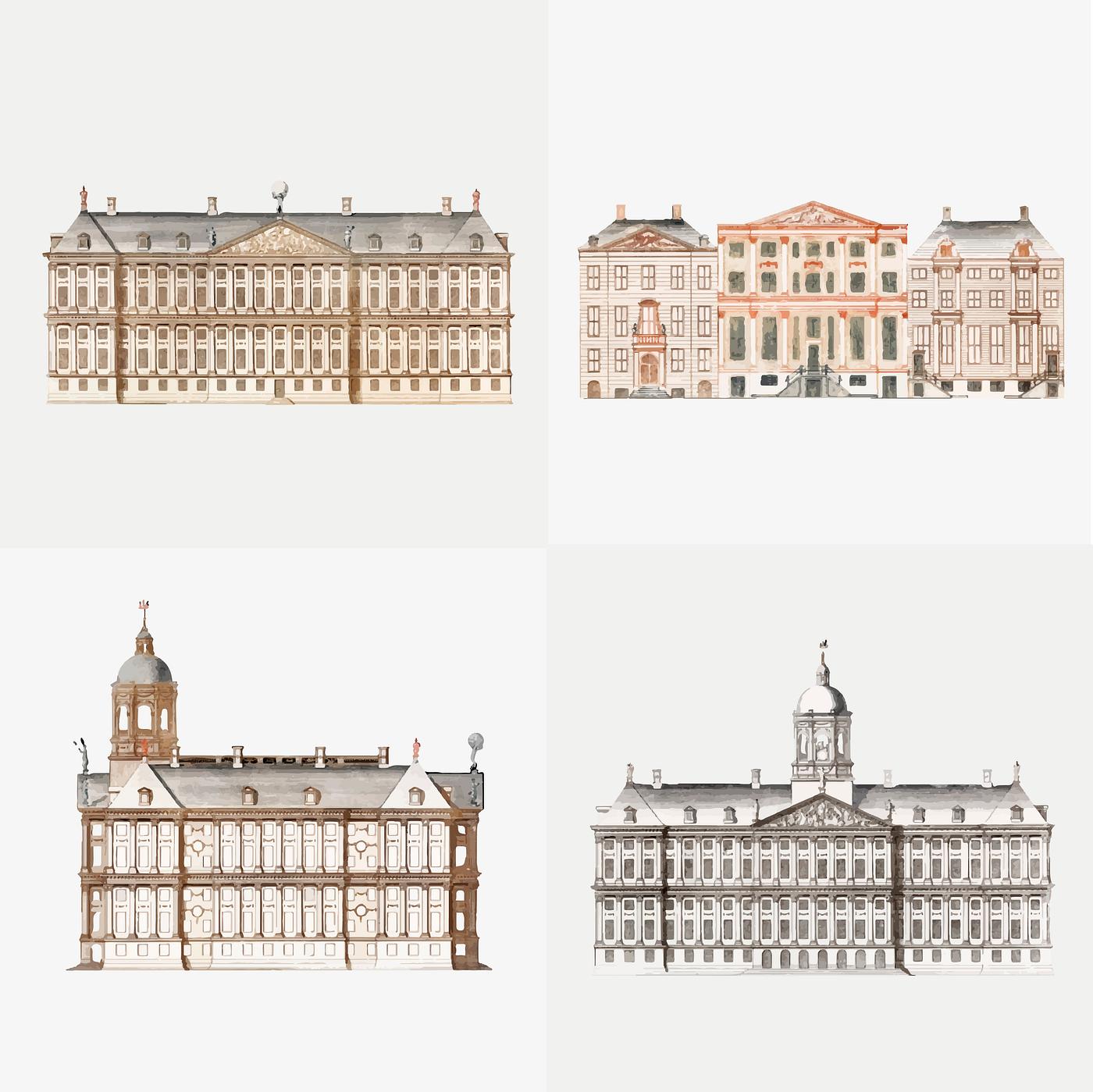Vintage illustration of set of canal houses in AmsterdamSet of canal houses in Amsterdam Vintage illustration of set of canal houses in AmsterdamSet of canal houses in Amsterdam