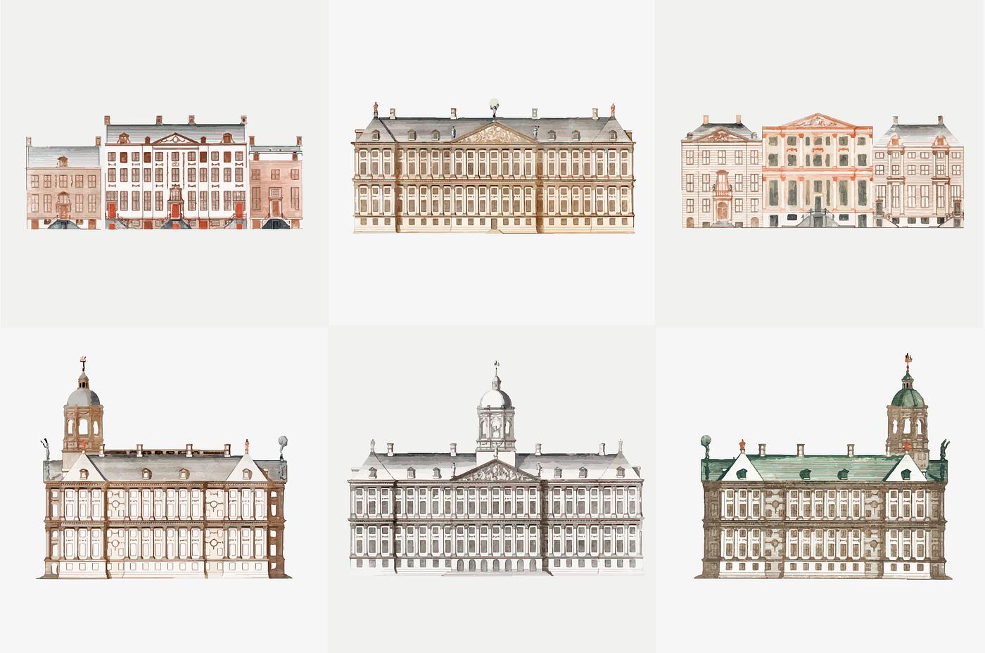 Vintage illustration of set of canal houses in AmsterdamSet of canal houses in Amsterdam Vintage illustration of set of canal houses in AmsterdamSet of canal houses in Amsterdam