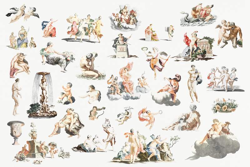 Roman mythology figures by Johan Teyler (1648… | Royalty free stock psd mockup | High Resolution design Roman mythology figures by Johan Teyler (1648-1709). Original from Rijks Museum. Digitally enhanced by rawpixel.
