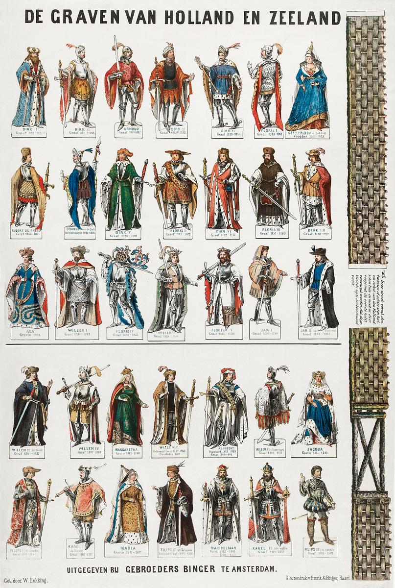 Nobles of Holland | Free public domain illustration The Counts of Holland and Zeeland by Willem Hekking jr (1860). Original from The Rijksmuseum. Digitally enhanced from our own…