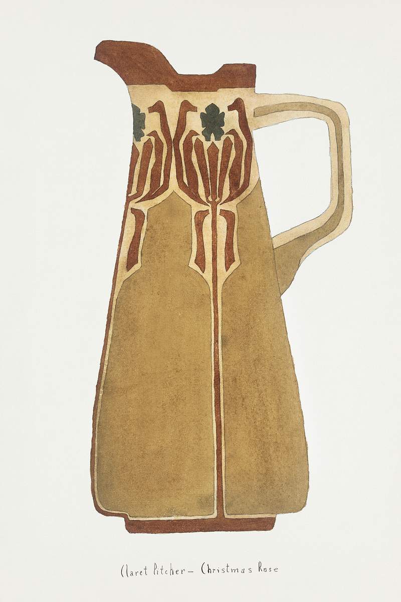 Claret Pitcher-Christmas Rose (1915) by Hannah Borger Overbeck. Original from The Los Angeles County Museum of Art. Digitally…