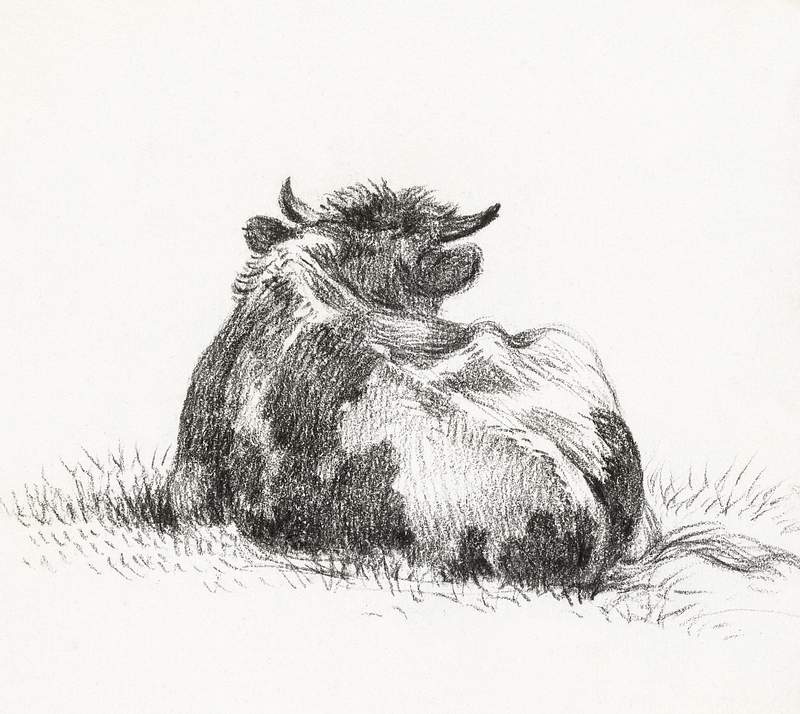 Lying cow (1822) by Jean Bernard (1775-1883).… | Free public domain illustration Lying cow (1822) by Jean Bernard (1775-1883). Original from The Rijksmuseum. Digitally enhanced by rawpixel.