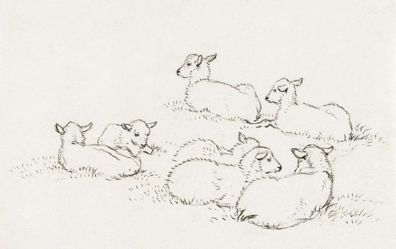 Six lying lambs (1820) by Jean Bernard (1775-1883). Original from The Rijksmuseum. Digitally enhanced by rawpixel. Six lying lambs (1820) by Jean Bernard (1775-1883). Original from The Rijksmuseum. Digitally enhanced by rawpixel.