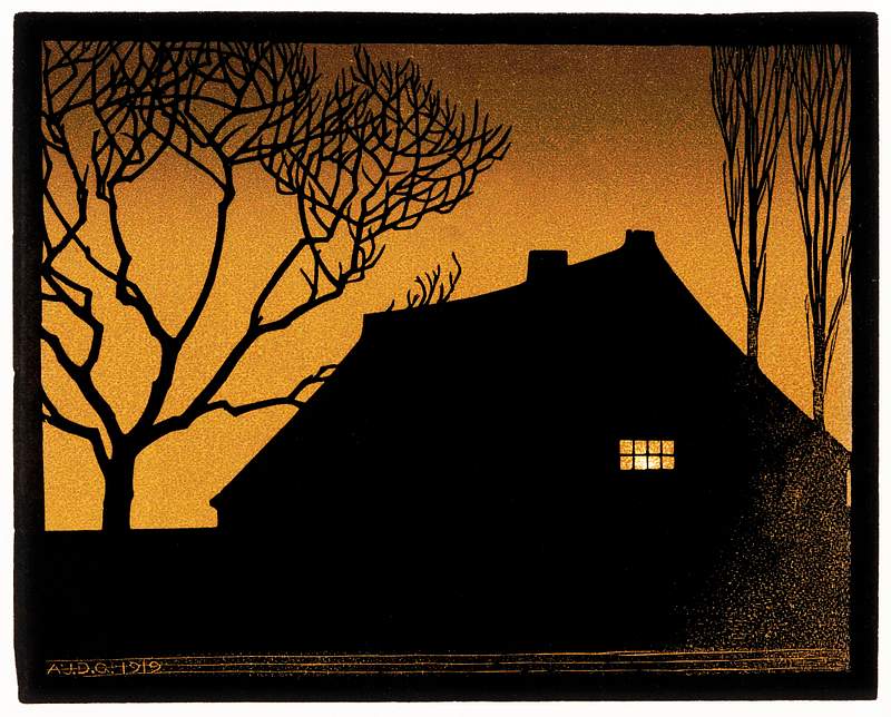 Winter evening (1919) by Julie de Graag (1877-1924). Original from The Rijksmuseum. Digitally enhanced by rawpixel.