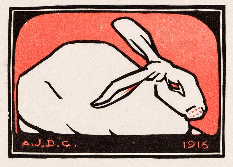 Lying rabbit (1916) byJulie de Graag (1877-1924). Original from The Rijksmuseum . Digitally enhanced by rawpixel.