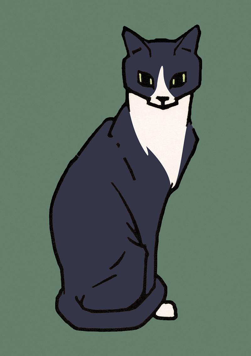 Vintage Illustration of Sitting cat. Vintage Illustration of Sitting cat.