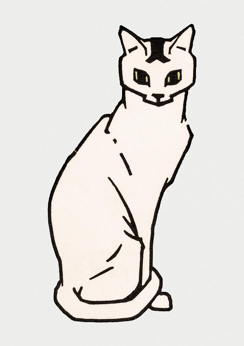 Vintage Illustration of Sitting cat. Vintage Illustration of Sitting cat.