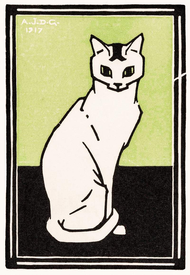 Sitting cat (1917) by Julie de Graag (1877-1924). Original from The Rijksmuseum . Digitally enhanced by rawpixel.