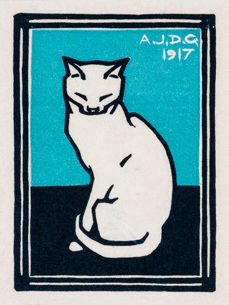 Sitting cat (1917) by Julie de Graag (1877-1924). Original from The Rijksmuseum . Digitally enhanced by rawpixel.