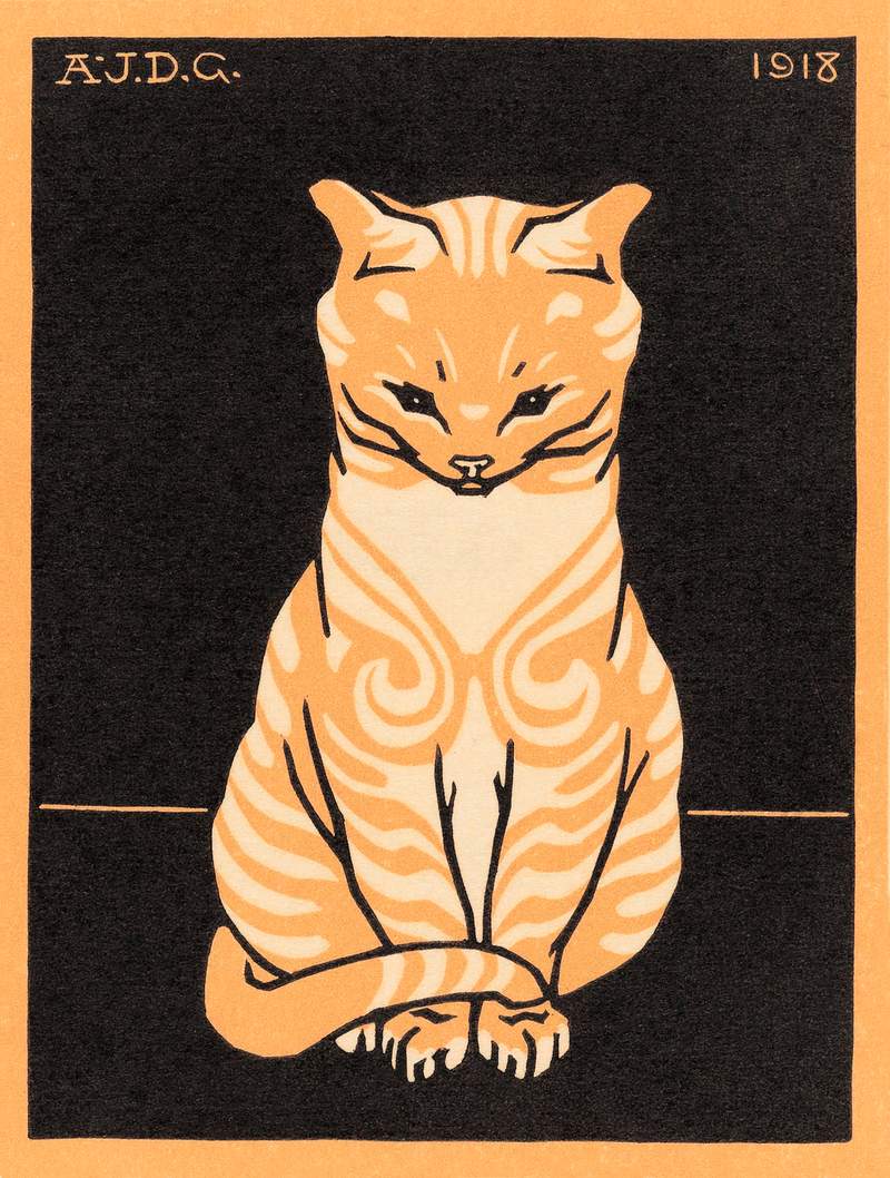 Sitting Cat (1918) by Julie de Graag (1877-1924). Original from The Rijksmuseum . Digitally enhanced by rawpixel.