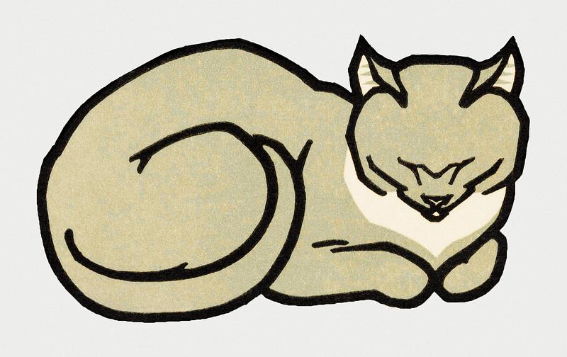 Vintage Illustration of Sleeping Cat. Vintage Illustration of Sleeping Cat.