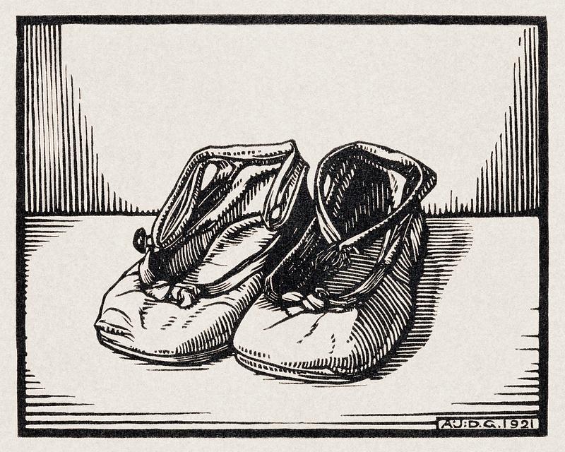 Pair of shoes (1921) by Julie de Graag (1877-1924). Original from The Rijksmuseum. Digitally enhanced by rawpixel Pair of shoes (1921) by Julie de Graag (1877-1924). Original from The Rijksmuseum. Digitally enhanced by rawpixel