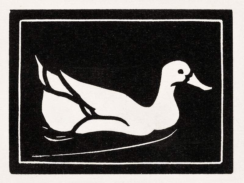 Swimming duck (1923 - 1924) by Julie de Graag (1877-1924). Original from The Rijksmuseum. Digitally enhanced by rawpixel.