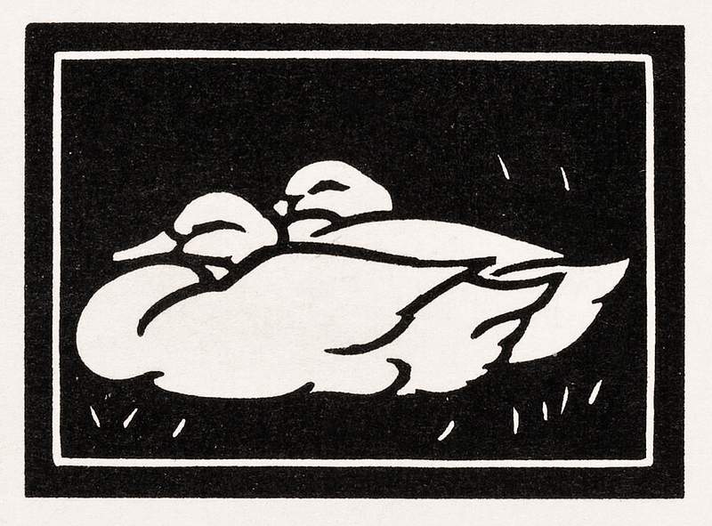 Two ducks by Julie de Graag (1877-1924). Original from The Rijksmuseum. Digitally enhanced by rawpixel.