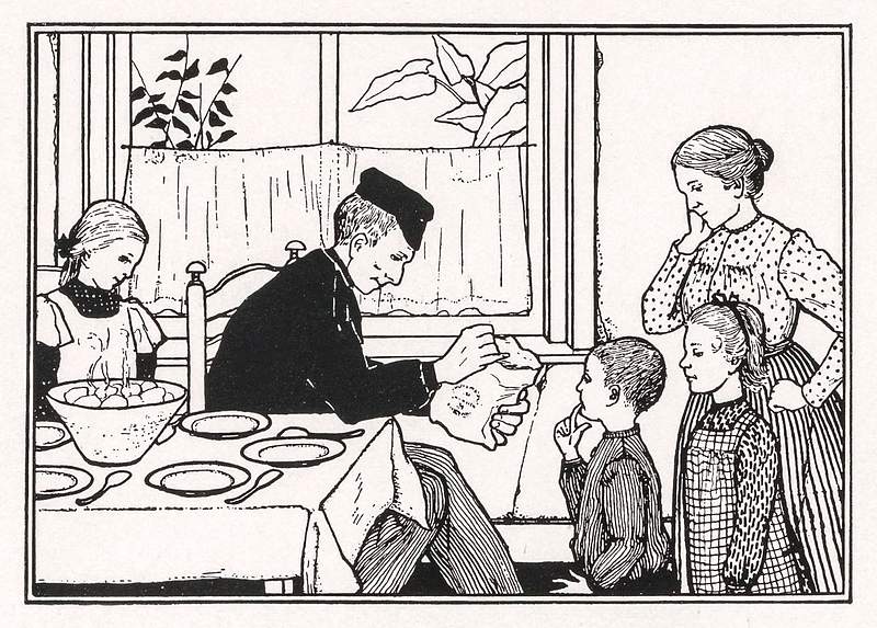 Family in a dining room by Julie de Graag… | Free public domain illustration Family in a dining room by Julie de Graag (1877-1924). Original from The Rijksmuseum. Digitally enhanced by rawpixel