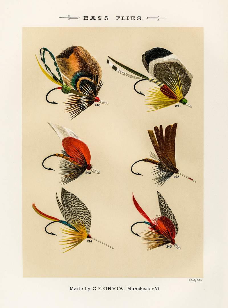 Bass Flies from Favorite Flies and Their Histories by Mary Orvis Marbury. Digitally enhanced from our own original 1892 Edition. Bass Flies from Favorite Flies and Their Histories by Mary Orvis Marbury. Digitally enhanced from our own original 1892…