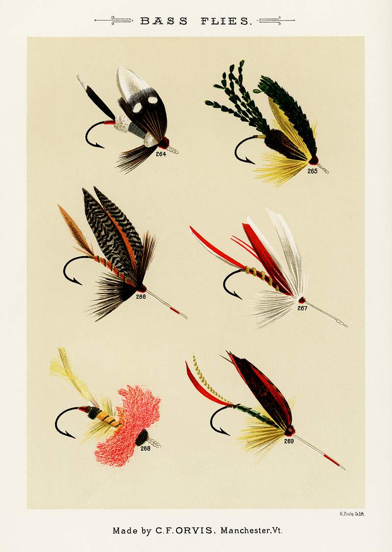 Bass Flies from Favorite Flies and Their Histories by Mary Orvis Marbury. Digitally enhanced from our own original 1892 Edition. Bass Flies from Favorite Flies and Their Histories by Mary Orvis Marbury. Digitally enhanced from our own original 1892…