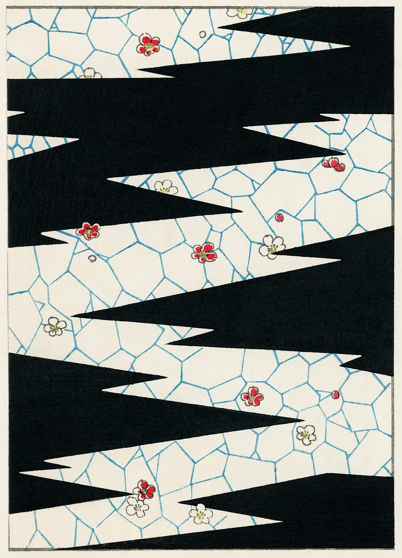Flowers on a footpath illustration from Bijutsu Sekai (1893-1896) by Watanabe Seitei, a prominent Kacho-ga artist. Digitally…