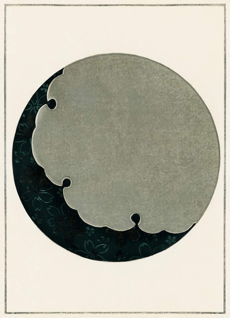 Moon illustration from Bijutsu Sekai (1893-1896) by Watanabe Seitei, a prominent Kacho-ga artist. Digitally enhanced from our…