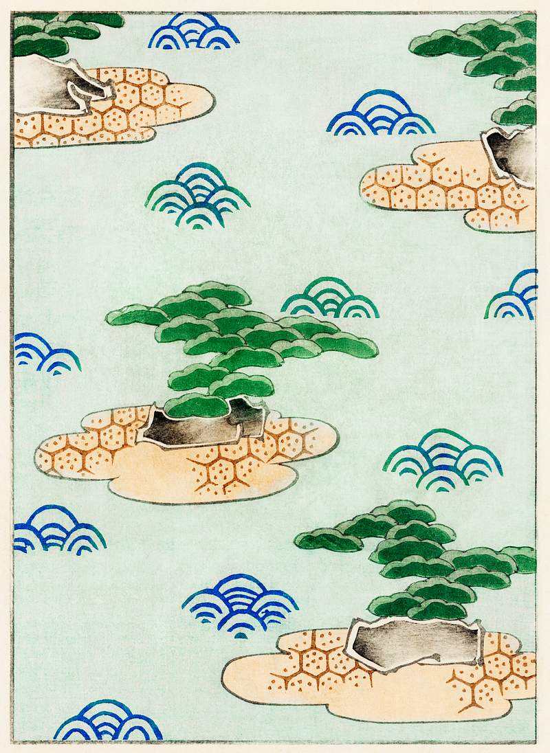 Landscape illustration from Bijutsu Sekai (1893-1896) by Watanabe Seitei, a prominent Kacho-ga artist. Digitally enhanced…