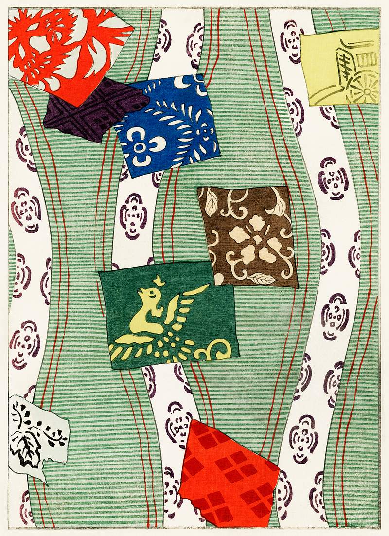 Illustration of Japanese motifs from Bijutsu Sekai (1893-1896) by Watanabe Seitei, a prominent Kacho-ga artist. Digitally…