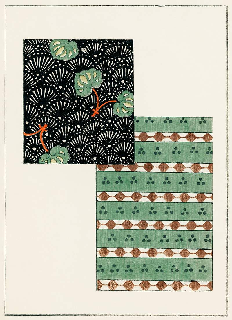Japanese pattern from Bijutsu Sekai (1893-1896) by Watanabe Seitei, a prominent Kacho-ga artist. Digitally enhanced from our…