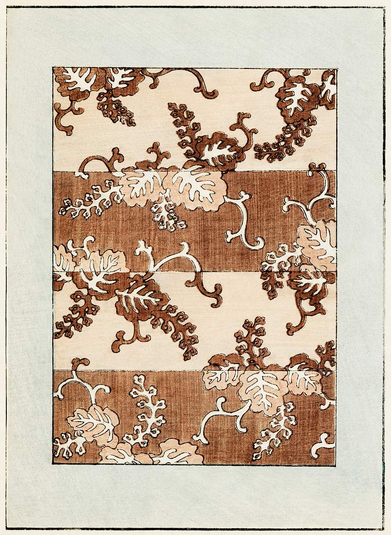 Leaf pattern from Bijutsu Sekai (1893-1896) by Watanabe Seitei, a prominent Kacho-ga artist. Digitally enhanced from our own…