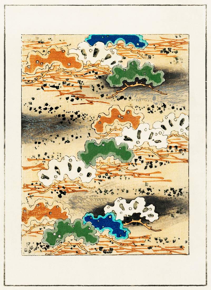 Landscape illustration from Bijutsu Sekai (1893-1896) by Watanabe Seitei, a prominent Kacho-ga artist. Digitally enhanced…