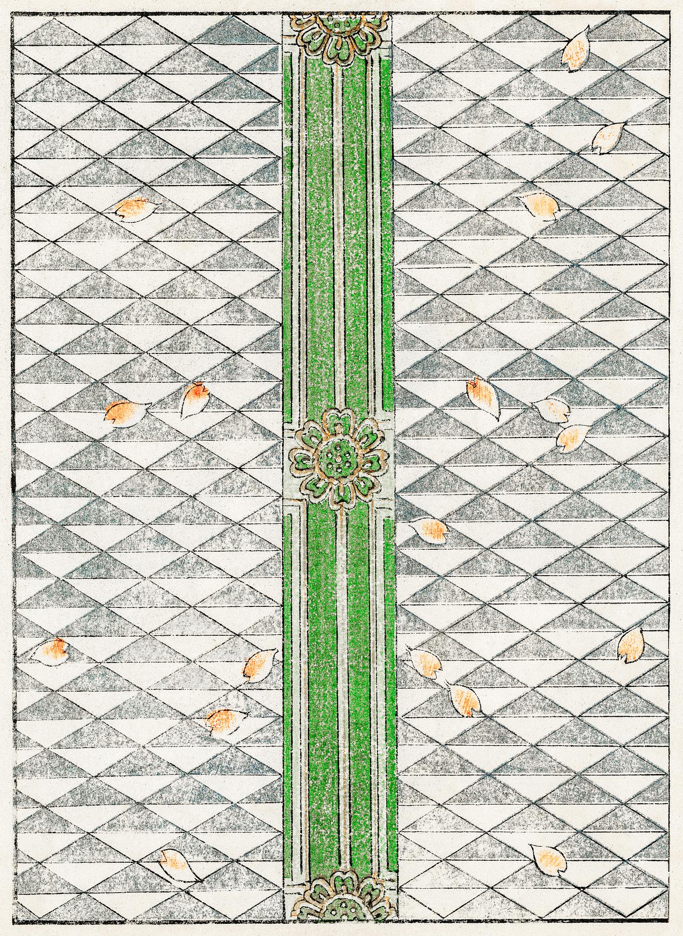 Geometric floral pattern from Bijutsu Sekai (1893-1896) by Watanabe Seitei, a prominent Kacho-ga artist. Digitally enhanced... Geometric floral pattern from Bijutsu Sekai (1893-1896) by Watanabe Seitei, a prominent Kacho-ga artist. Digitally enhanced...