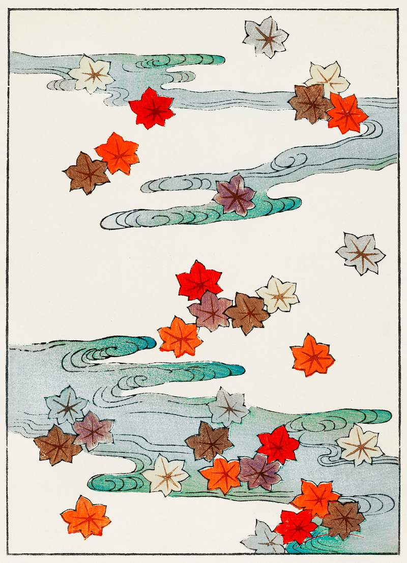 Autumn and water illustration from Bijutsu Sekai (1893-1896) by Watanabe Seitei, a prominent Kacho-ga artist. Digitally…